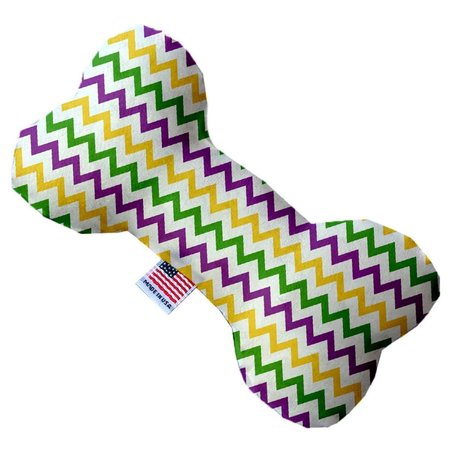 MIRAGE PET PRODUCTS Mardi Gras Chevron Canvas Bone Dog Toy 8 in. 1375-CTYBN8